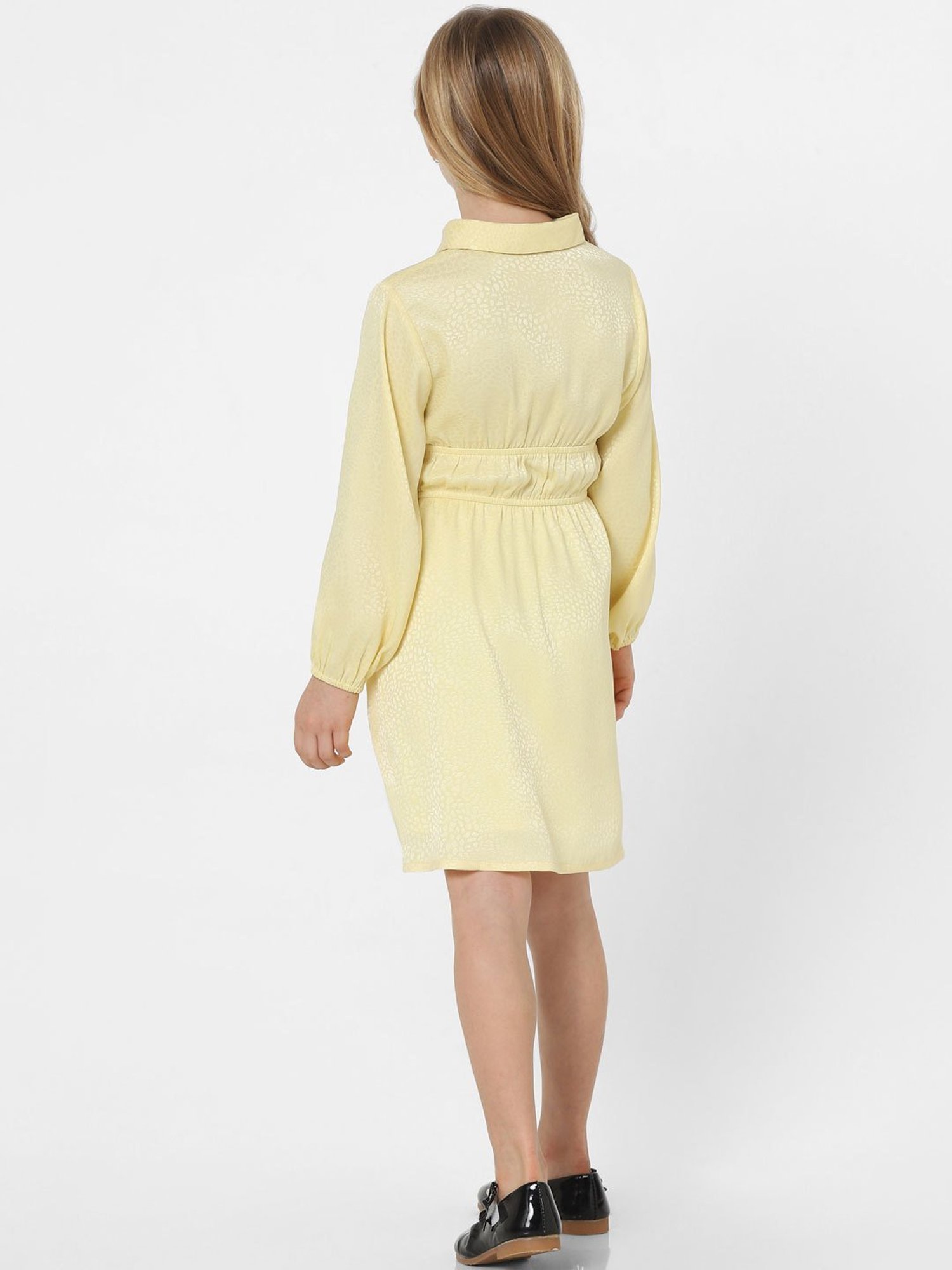 KIDS ONLY Light Yellow Solid Full Sleeves Dress