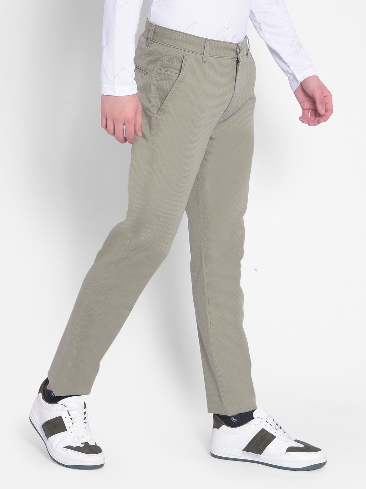 WES Casuals by Westside Olive Relaxed-Fit Mid-Rise Cotton Blend Joggers