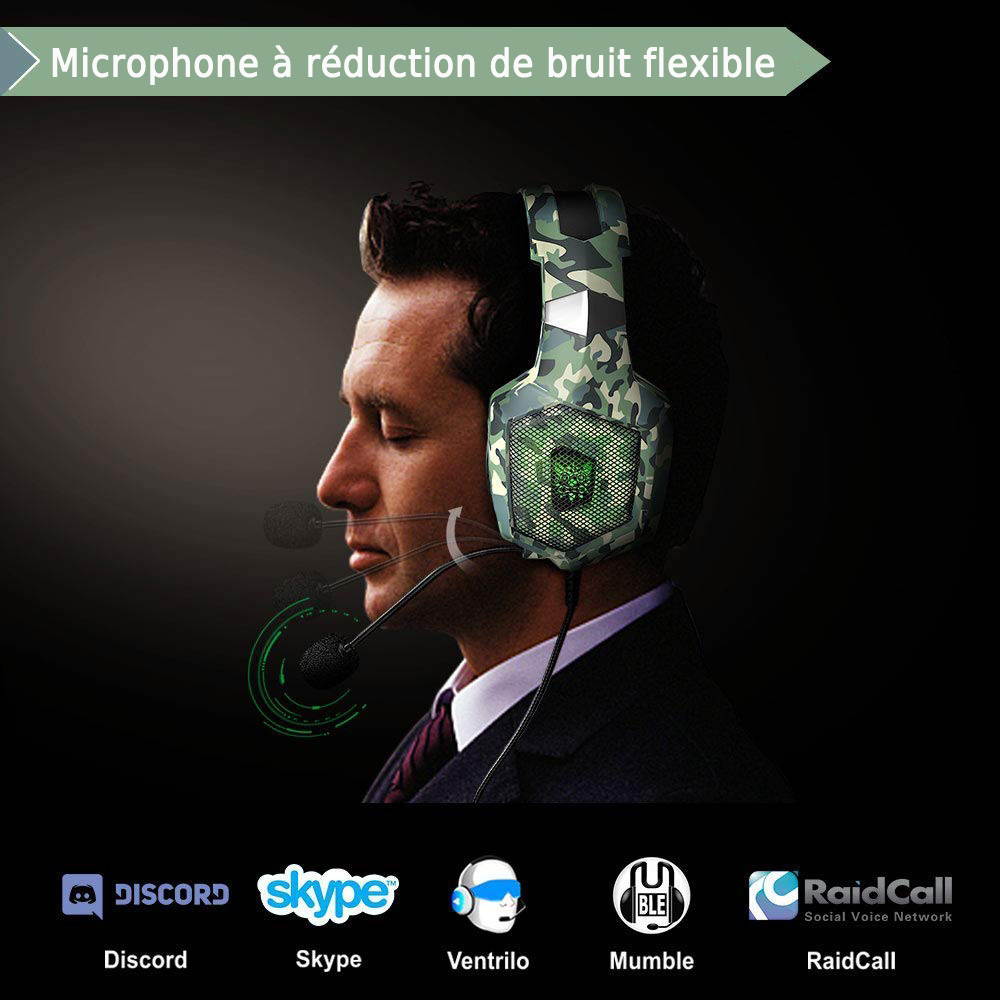 Gaming Headset for PS4, Xbox One, PC Headset w/Surround Sound, Noise Canceling Over Ear Headphones with Mic & LED Light, Compatible with PS5, PS4, Xbox One, Switch, PC, PS3, Mac, Laptop, Green