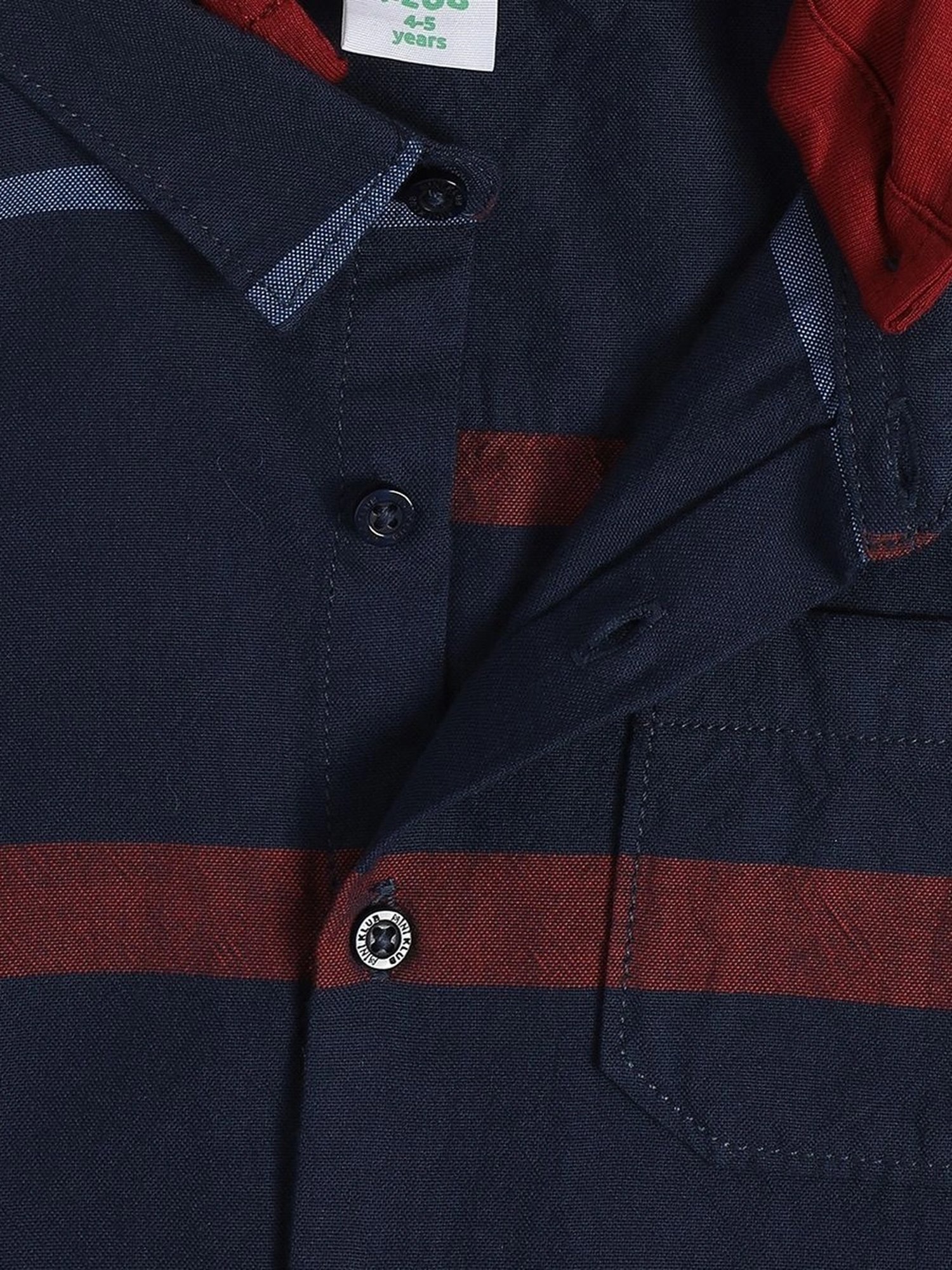 MINIKLUB Boys Blue Cotton Printed Full Sleeves Shirt