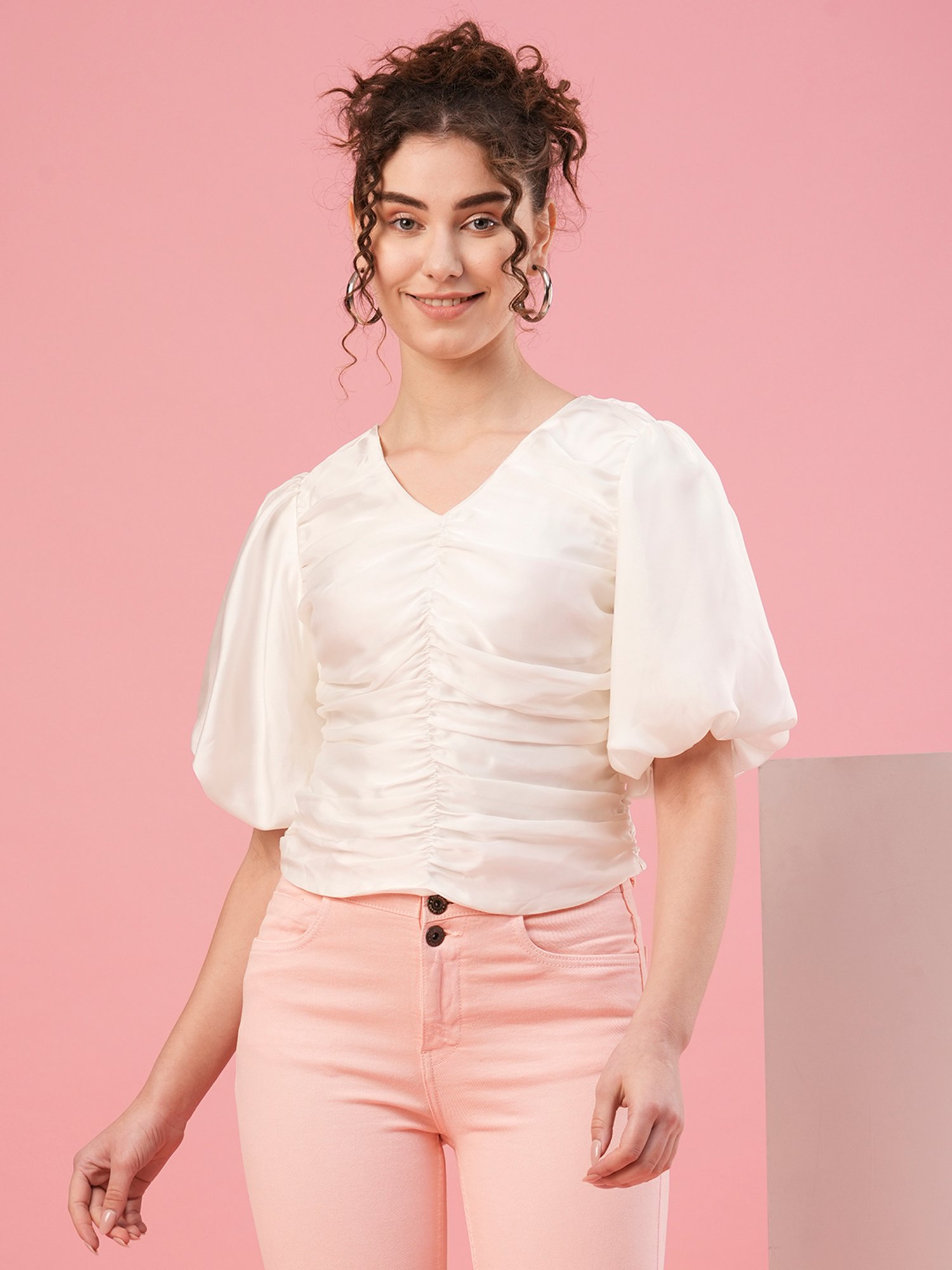 Globus White Regular Fit Top