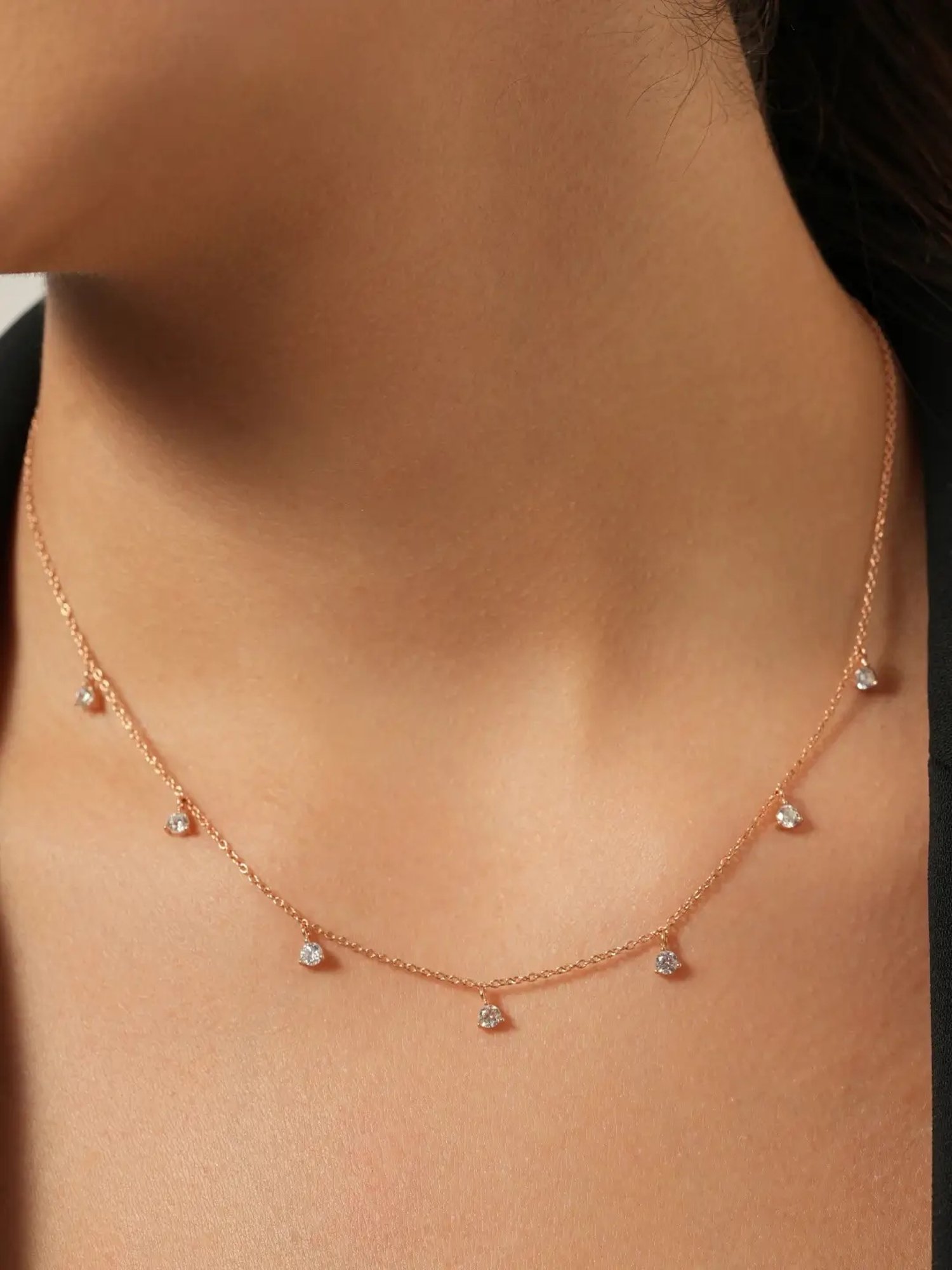 Mabel 92.5 Sterling Silver Rose Gold-Plated-Plated Tiny Twinkle Necklace