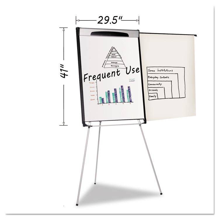 MasterVision EA23066720 Tripod Extension Bar Magnetic Dry-Erase Easel, 39 Inch To 72 Inch High, Black/Silver
