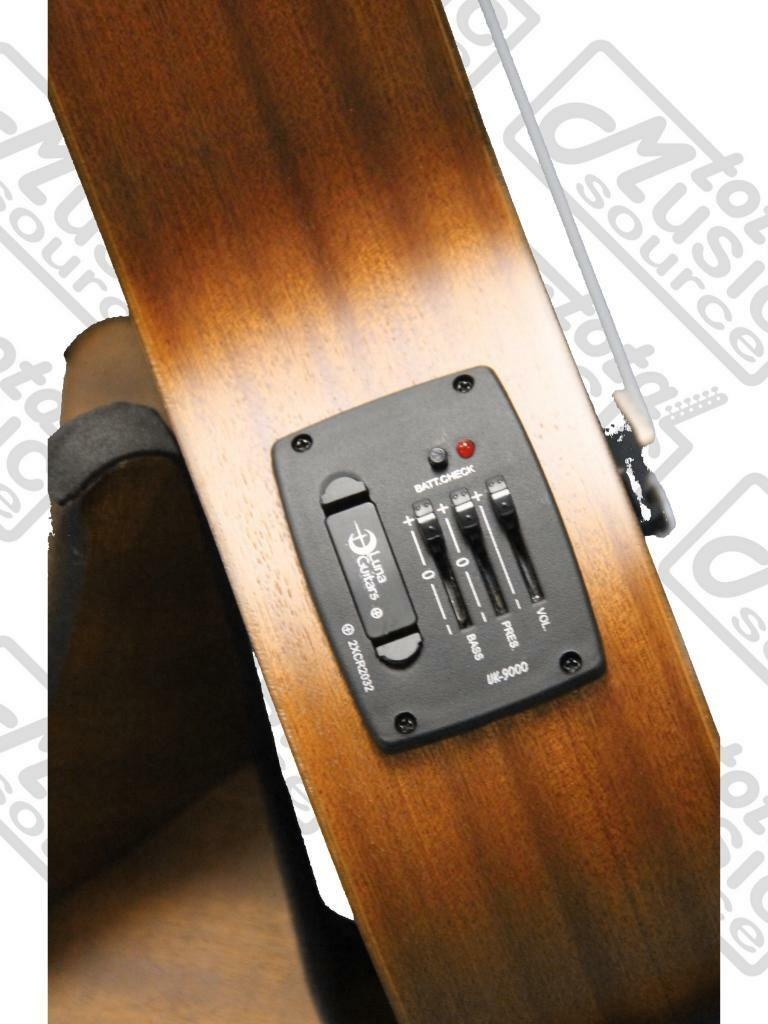 Luna Concert Tattoo Ukulele - UKE TEC MAH - Acoustic/Electric Onboard Preamp,, U