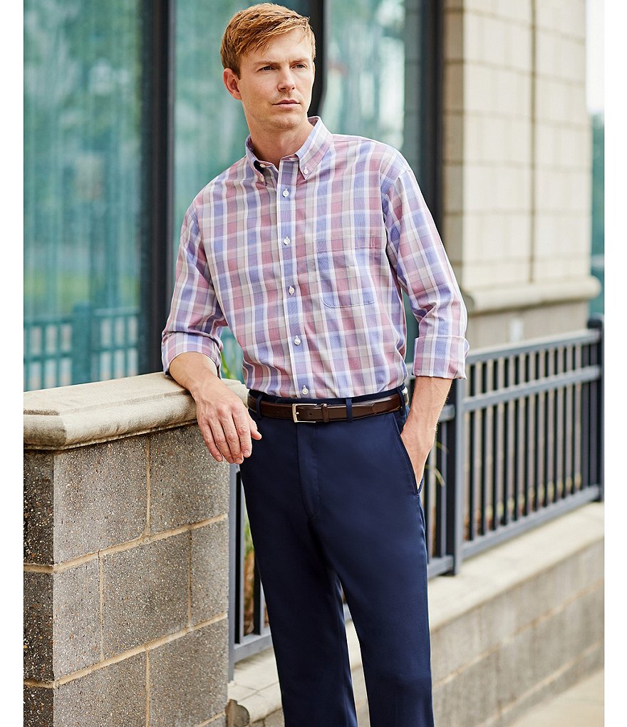 Cutter & Buck Versatech Pinstriped Long-Sleeve Dress Shirt