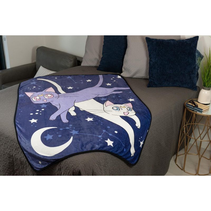 Just Funky Sailor Moon Luna And Artemis Large Fleece Throw Blanket | 60 x 45 Inches