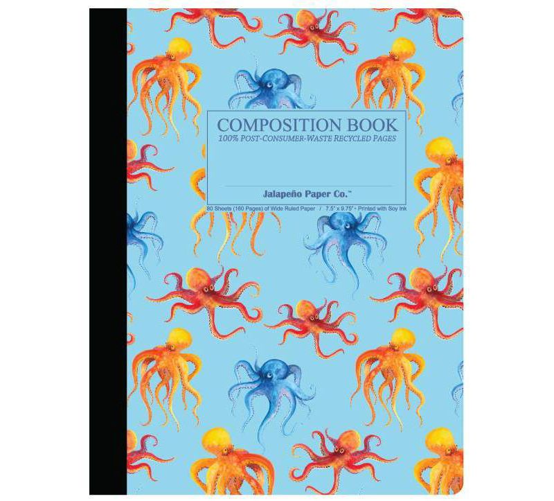 Composition Notebook Wide Ruled Octopus - Jalapeno Paper Co