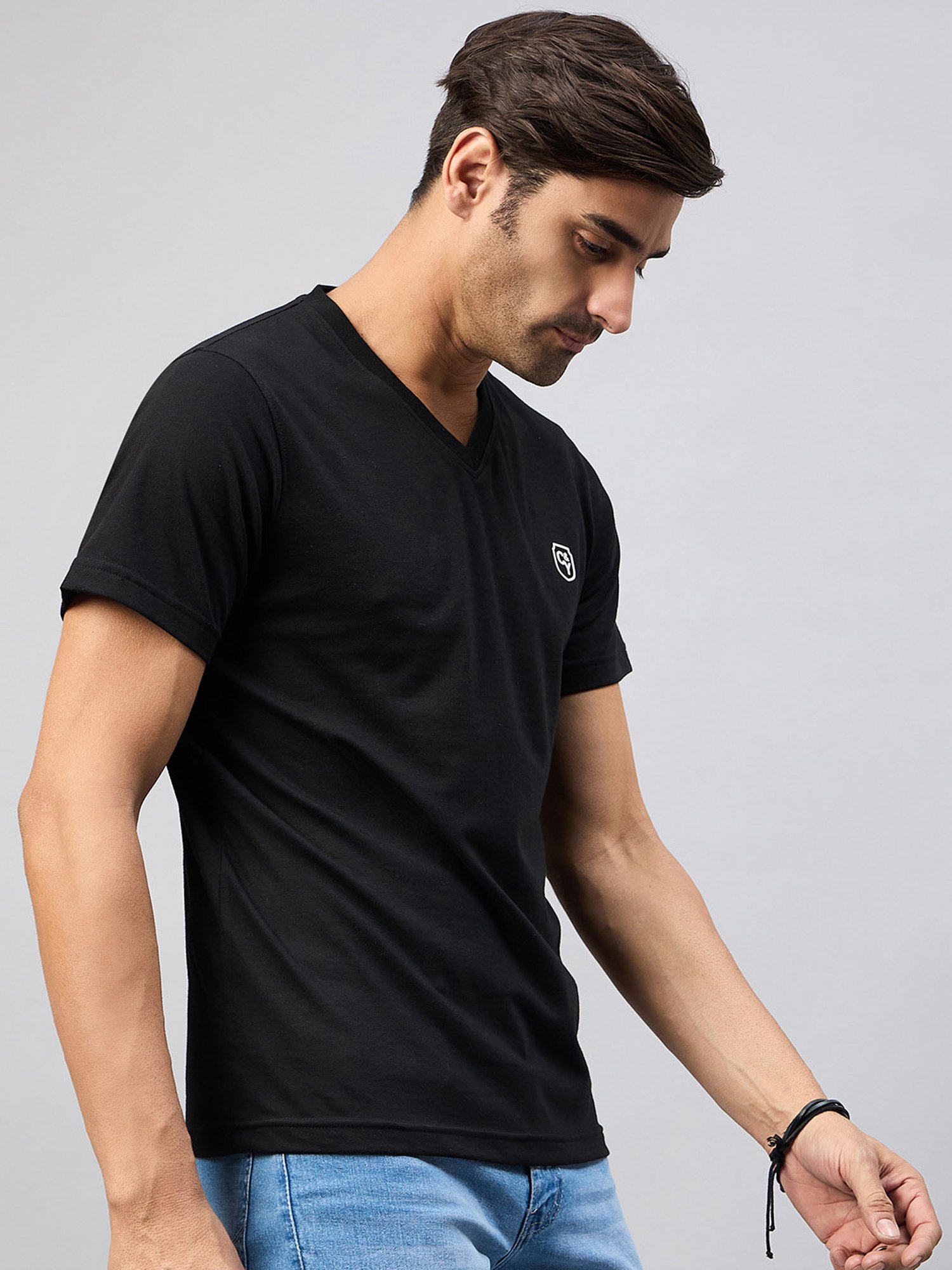 Club York Black Regular Fit V-Neck T-Shirt