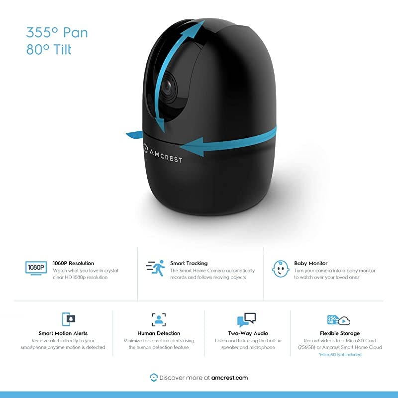 1080P WiFi Camera Indoor, Nanny Cam, Dog Camera, Sound & Baby Monitor, Human & Pet Detection, Motion-Tracking, w/ 2-Way Audio, Phone App, Pan/Tilt Wireless IP Camera, Night Vision, Smart Home