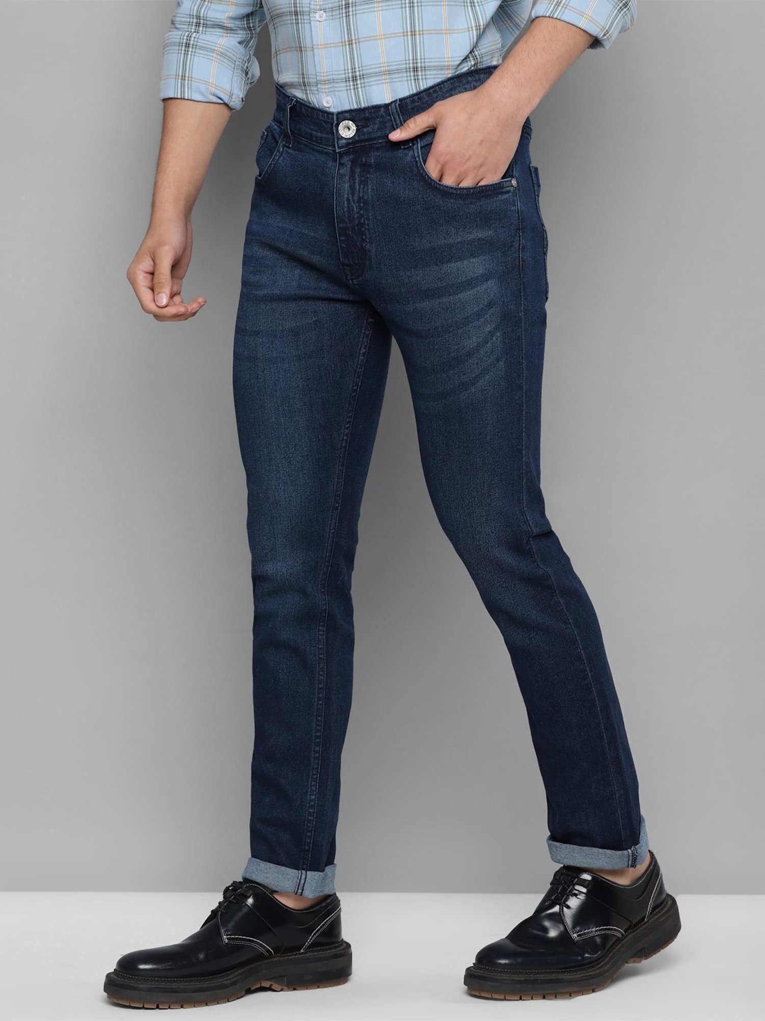 Allen cooper Dark Blue Regular Fit Jeans