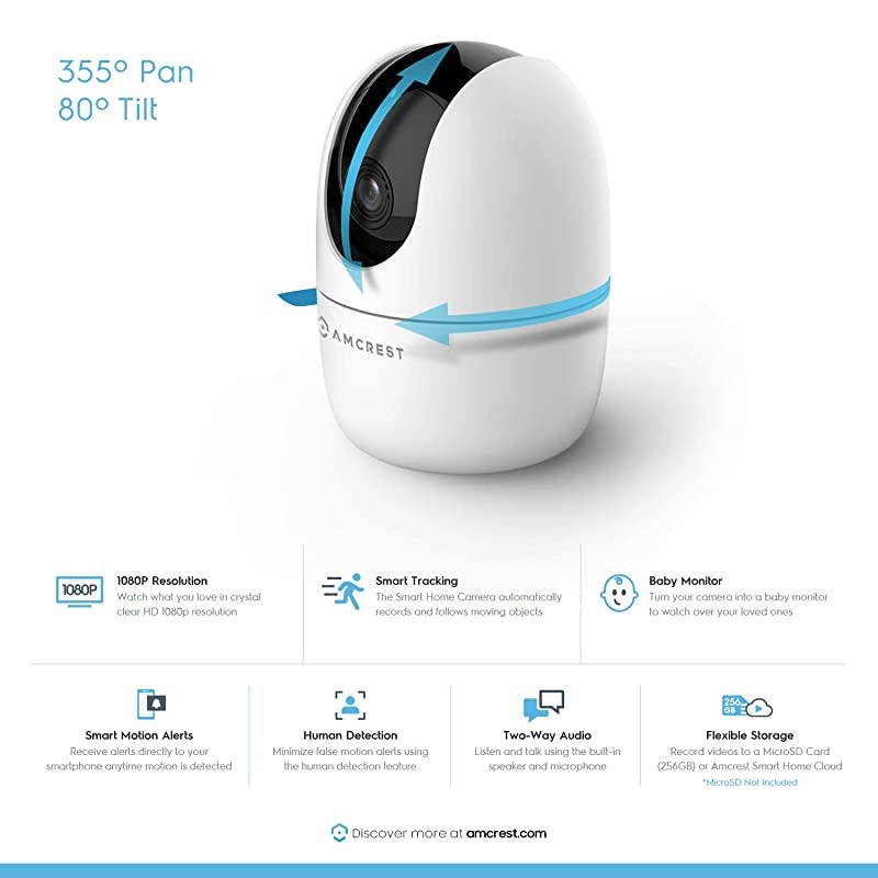 1080P FHD Baby Monitor Pet Camera WiFi Camera 24G Wireless Indoor Home Security Camera w TwoWay Audio Motion Detection Night Vision for BabyPetNanny iOS Android ASH21 White