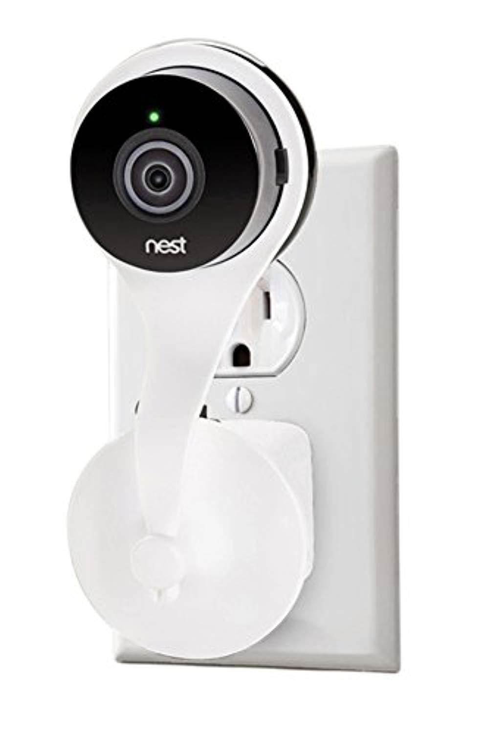 nest cam ac outlet mount; wall mount with 360 degree swivel for nest cam and dropcam pro by wasserstein white