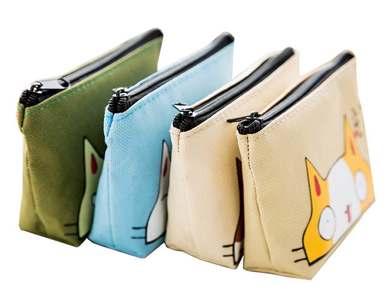 iSuperb Pack of 4 Canvas Coin Purse Change Cash Bag Zipper Small Purse Wallets