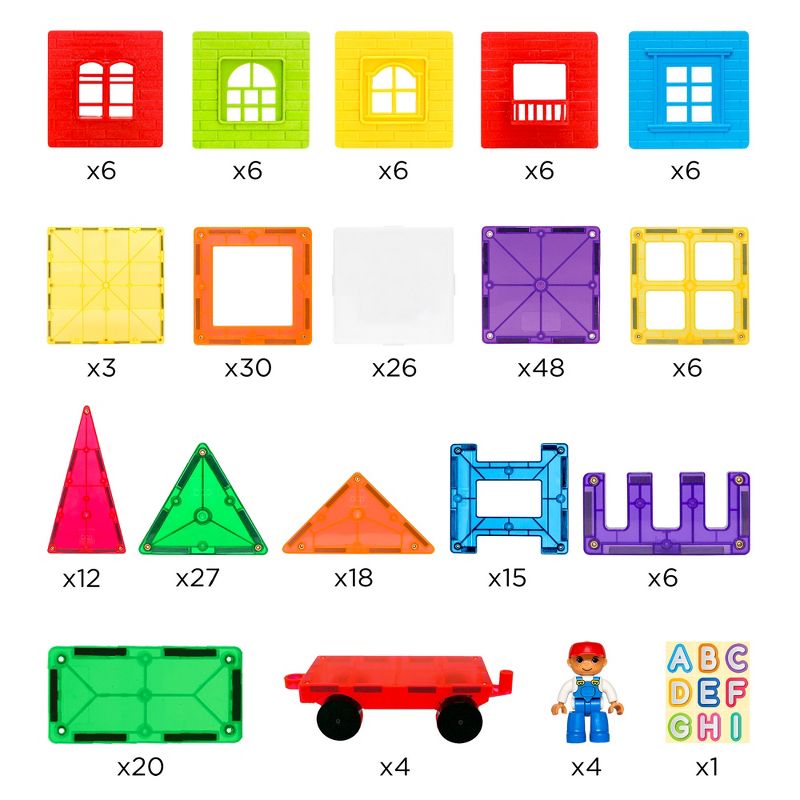 Best Choice Products 250-Piece Kids Magnetic Tiles Set Construction Building Blocks Educational STEM Toy