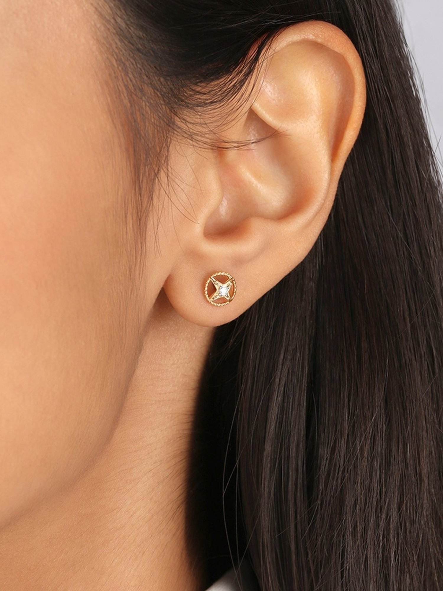 Mia by Tanishq Timeless Starscape 14k Gold & Diamond Stud Earrings