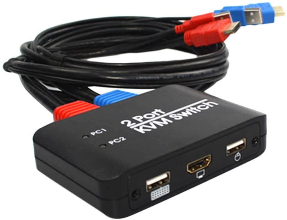 MagiDeal (1 2 Port HDMI USB KVM Switch Button Switcher Video for