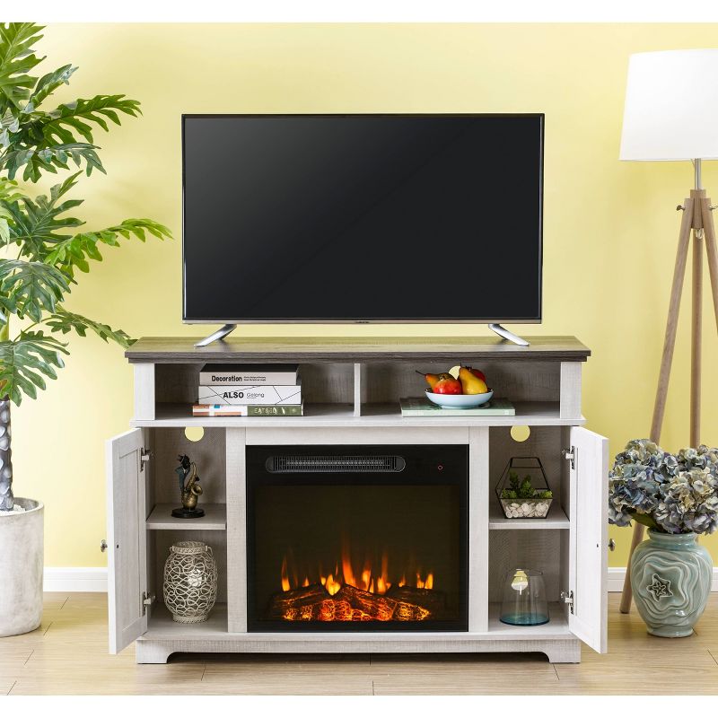 48" TV Stand For TVs up to 55" with Electric Fireplace White - Home Essentials
