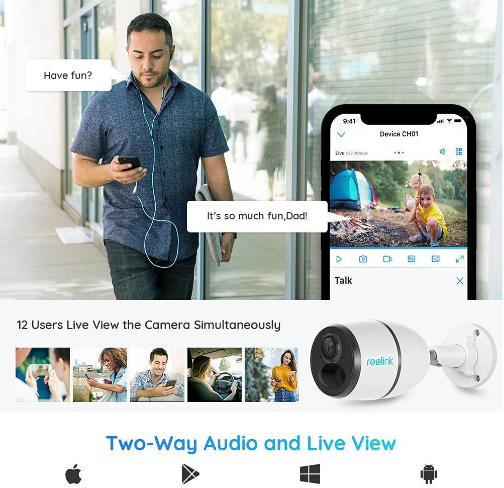 Reolink Go 3G/4G LTE Outdoor Wirefree Battery Security Camera Work with Google Assistant, Solar Capable, 1080p HD Night Vision, 2-Way Audio, PIR Motion Sensor w/SD Socket and Cloud