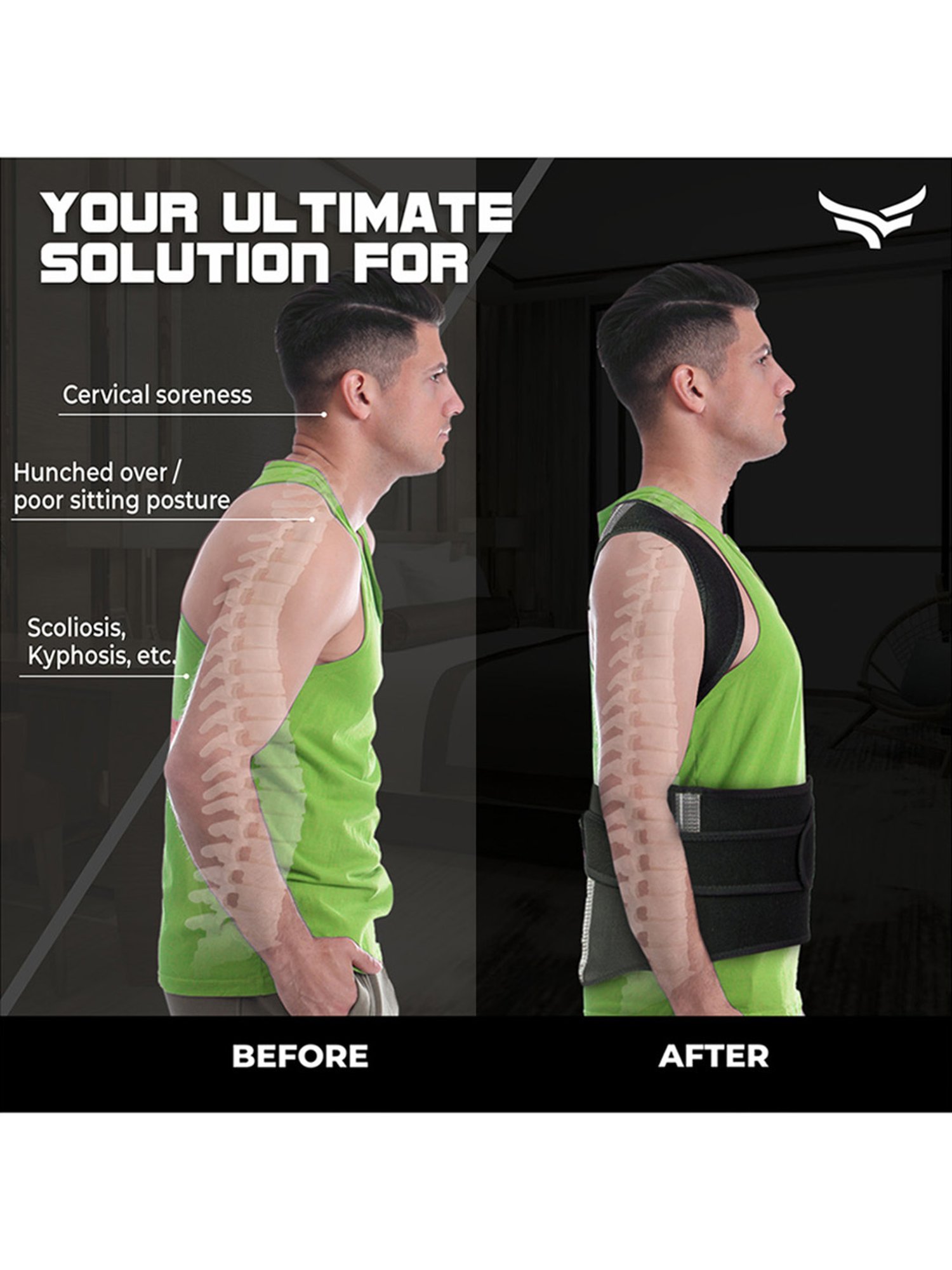 Xtrim Posture Corrector For Men & Women (Black) Size - Medium