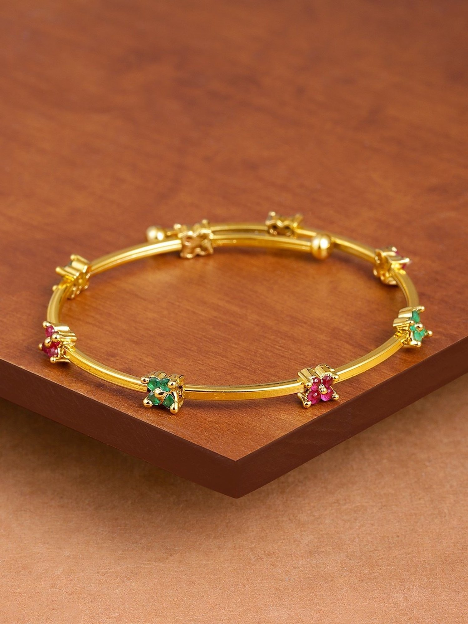 Zaveri Pearls Gold Tone Cubic Zirconia Contemporary Style Kada-ZPFK9435