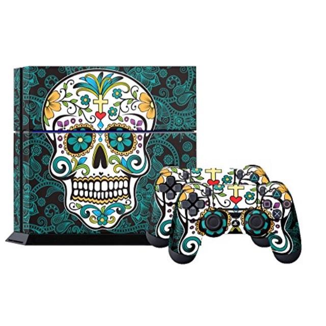 Sony PS4 PlayStation 4 Console Skin plus 2 Controller Skins - Sugar Skully