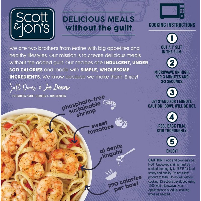 Scott & Jon's Shrimp Scampi Frozen Pasta Bowl - 8oz