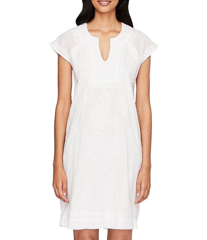 Roller Rabbit Embroidered Cotton Moss Shift Dress