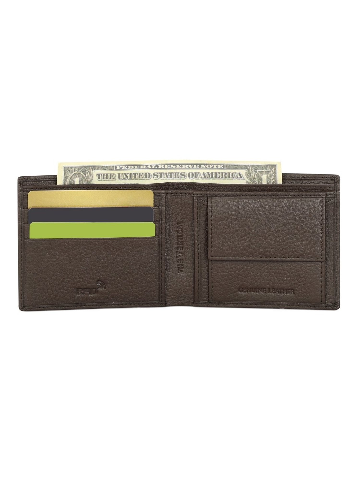 The Vertical Brown Casual Leather Bi-Fold Wallet for Men