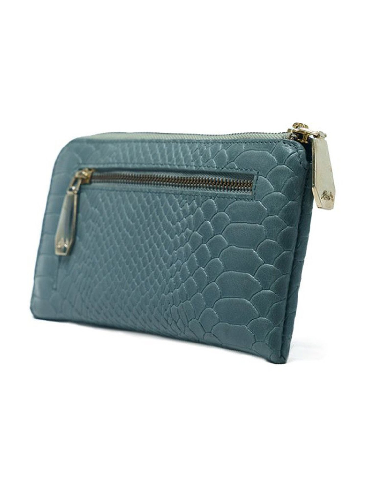 RI2K London Teal Leather Animal Effect Zip around Wallet