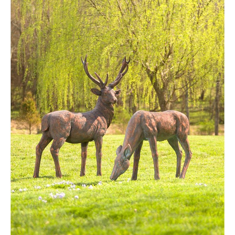 Wind & Weather Lifelike Fiberglass Buck and Doe Garden Statuary Set