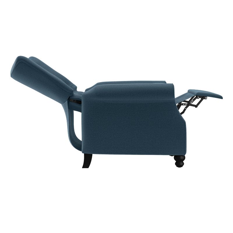 Button Tufted Pushback Recliner Plush Low Pile Velvet Medium Blue - ProLounger