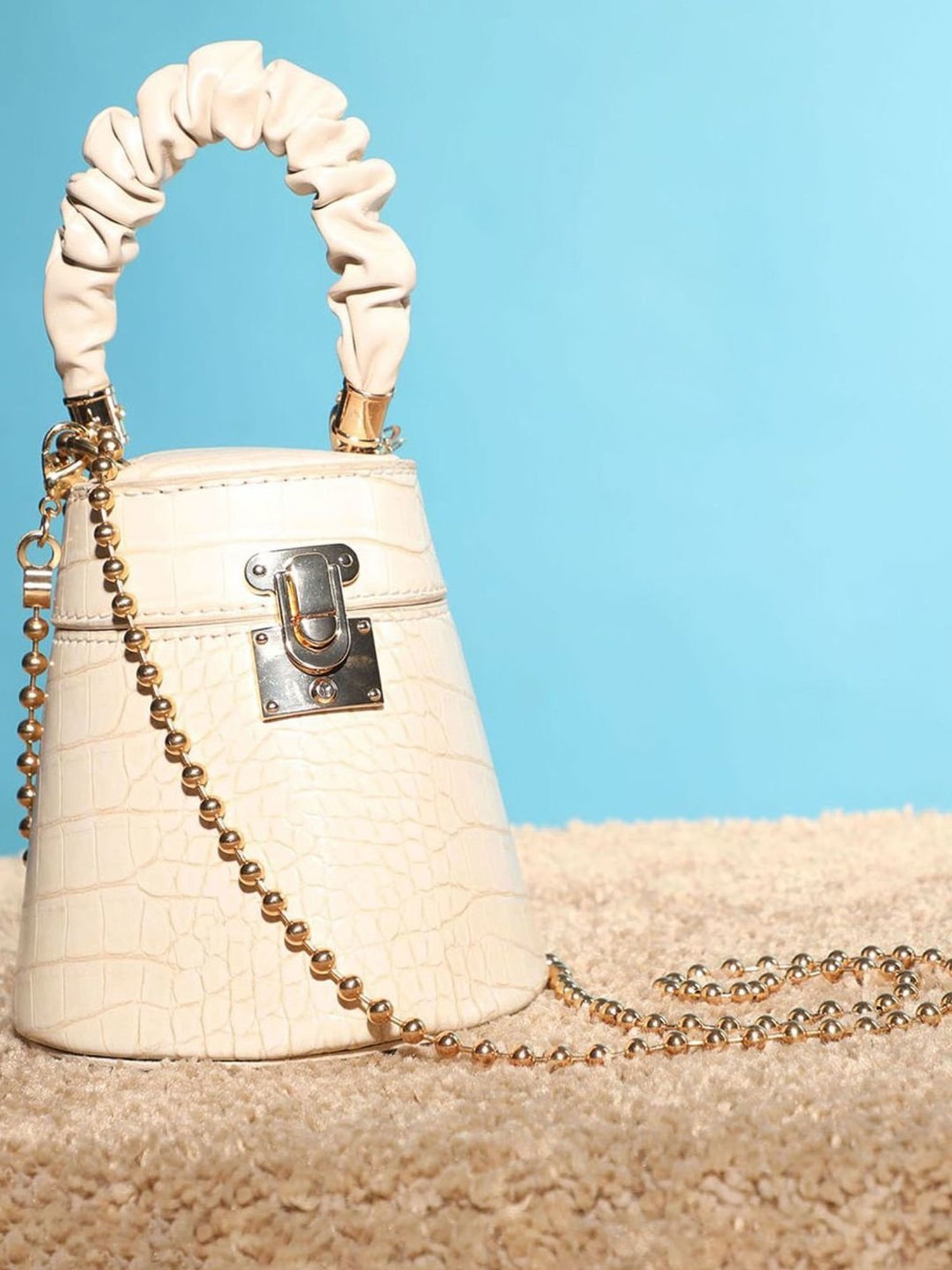 HauteSauce White Textured Small Handbag