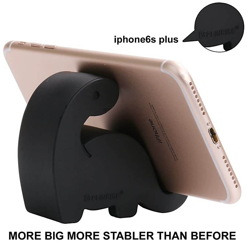 Animal Desk Phone Stand, Update Dinosaur Silicone Office Phone Holder, Creative Phone Tablet Stand Mounts, Size:1.3" X 3.1" X 2.8"(Black)
