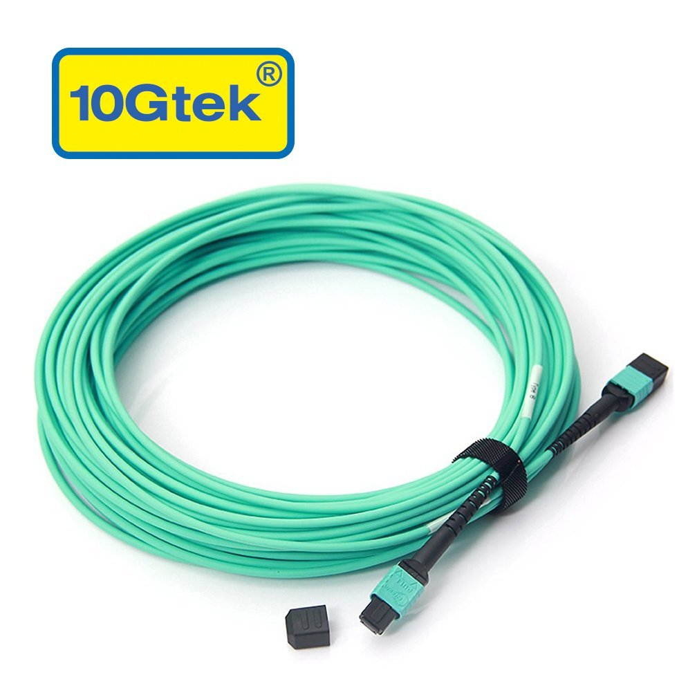 MPO-MPO Patch Cord, OM3 Multimode Fiber, 8-core Fiber for QSFP+ Transceivers, 10-Meter, 10 Packs