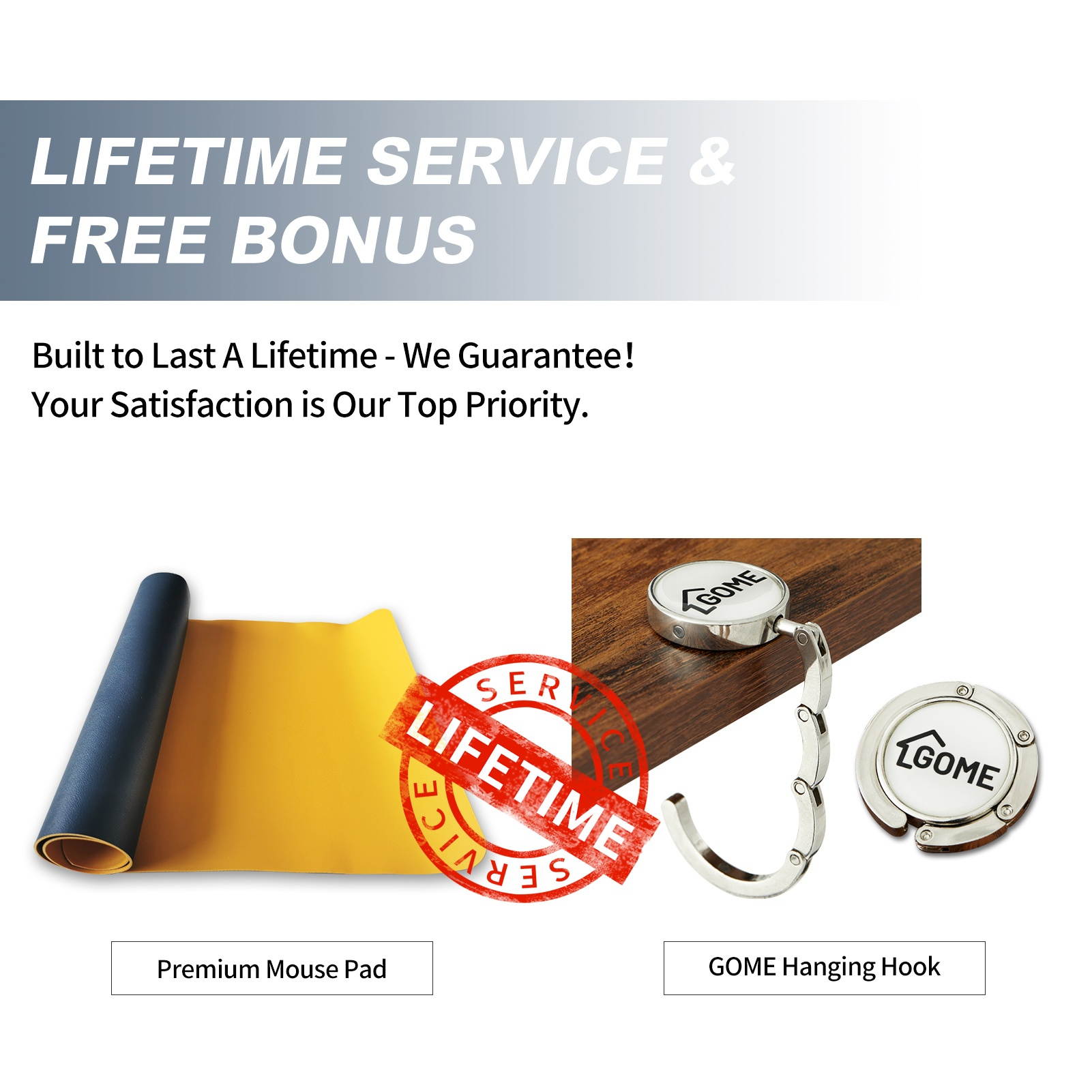 Gome Computer Desk with Shelves Storage, 55" Modern Home Office Desk for Small Spaces, Student Writing PC Desk for Teens Bedroom, Industrial Work Study Desk Wood Desk with Mouse Pad & Hanging Hook