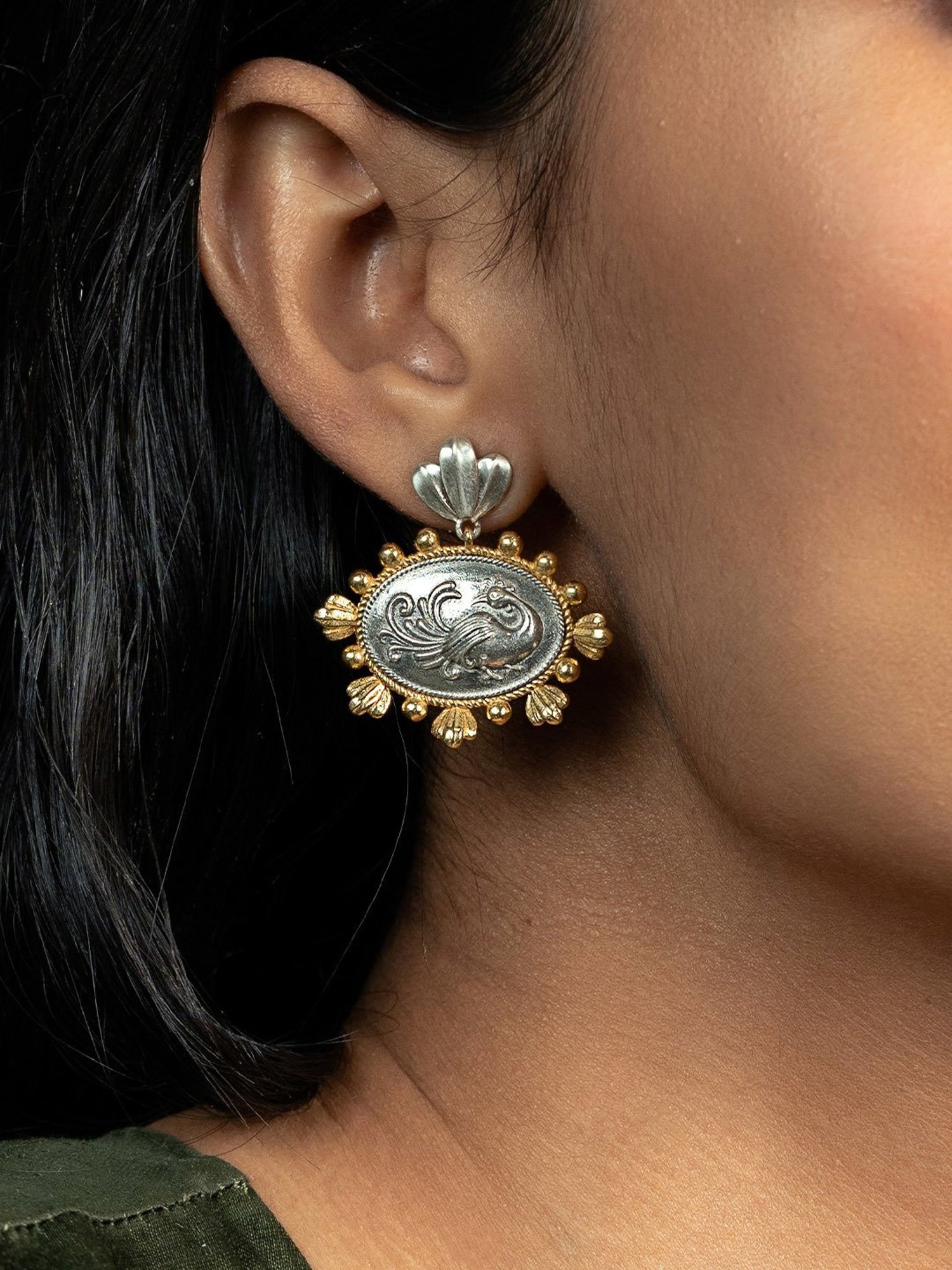 Shaya 92.5 Sterling Silver Navilu Coin Earrings for Women