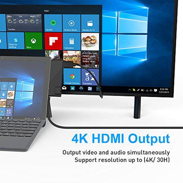 Surface Pro 4/ Pro 5/ Pro 6 Hub, Surface Pro Docking Station with 4K HDMI Adapter, 1000Mbps Ethernet, 2 USB 3.0 and SD/TF Card Reader Combo Dock for Microsoft Surface Pro 4/ Pro 5/ Pro 6