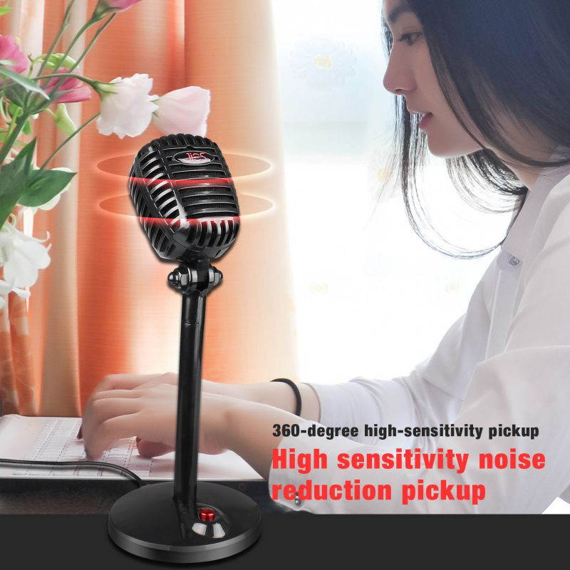 HD Studio USB Condenser Microphone Professional Noise Cancelling Recording Desktop Microphone for Network Audio Karaoke