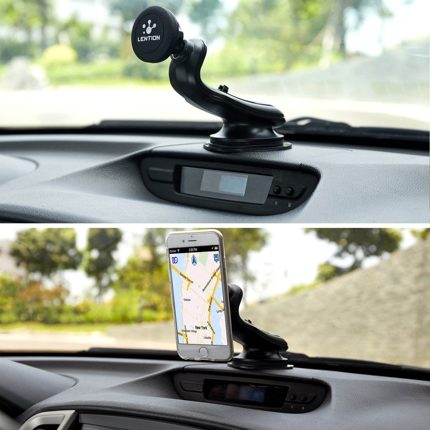 LENTION Magnetic Phone Holder,360&deg; Rotation Adsorption Car Mounts Holders for iPhone, iPod, Smart Phone, PSP, GPS - Black