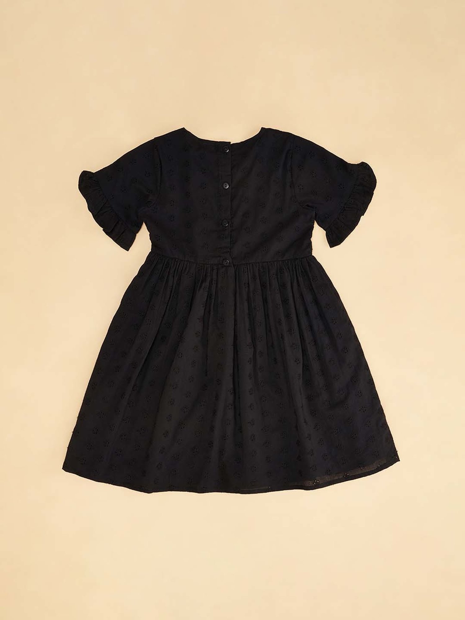 YU by Pantaloons Kids Black Cotton Flared Fit Dress