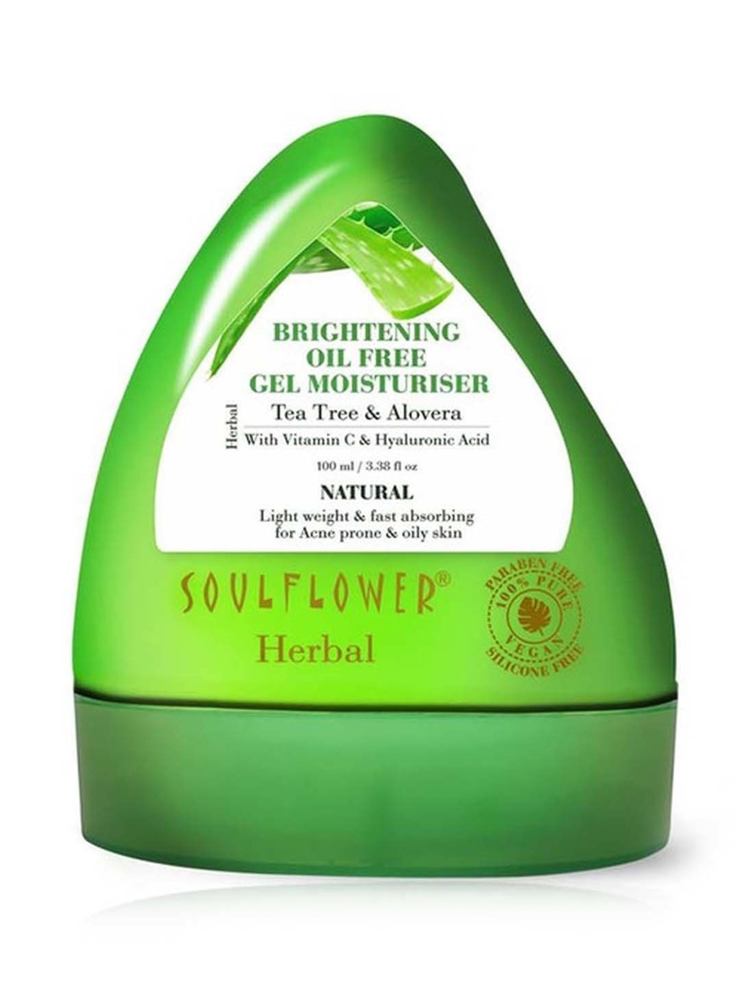 Soulflower Herbal Tea Tree & Aloe Vera Brightening Gel Moisturizer - 100 ml