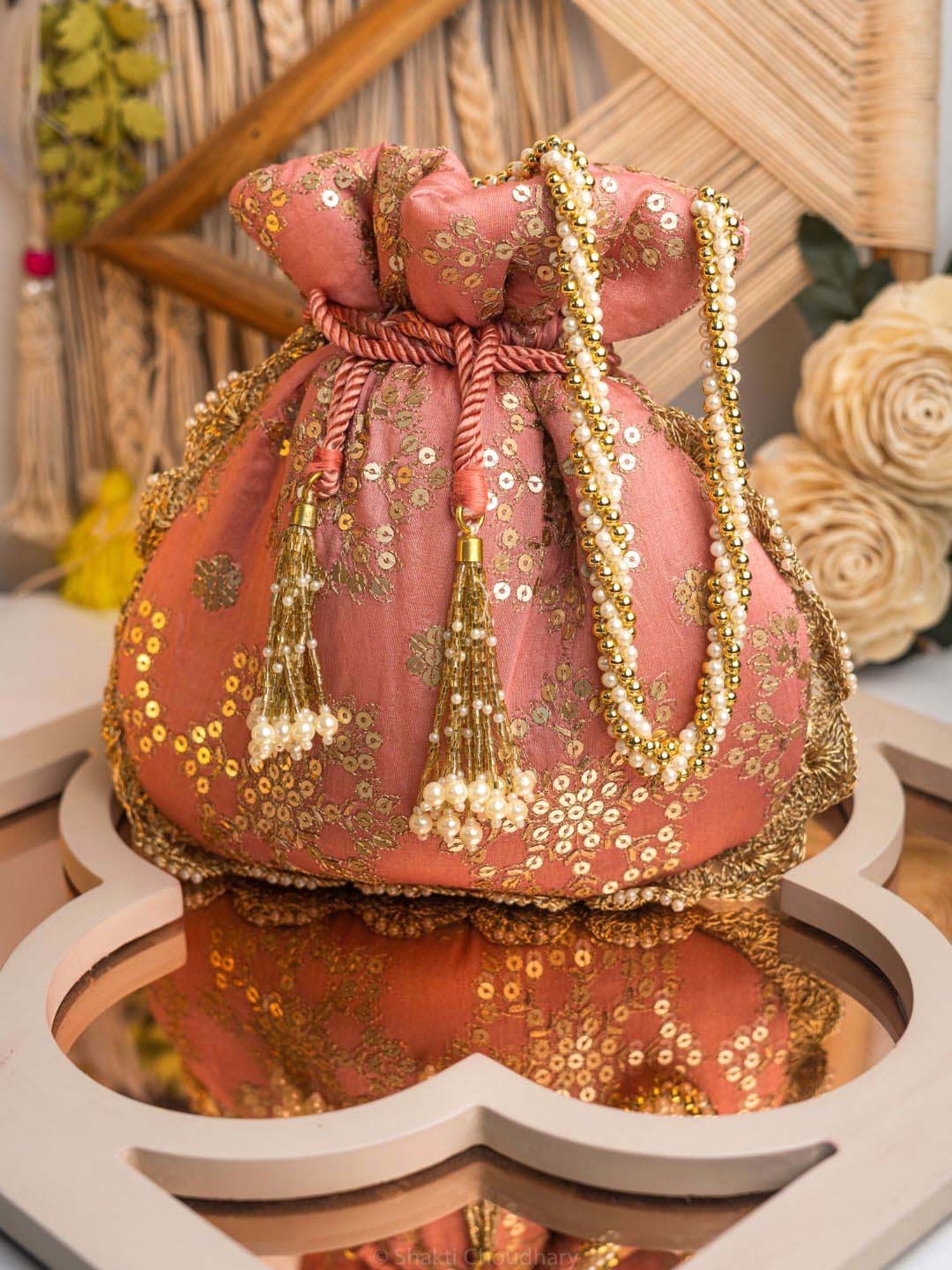 NR by Nidhi Rathi Pink Fabric Potli