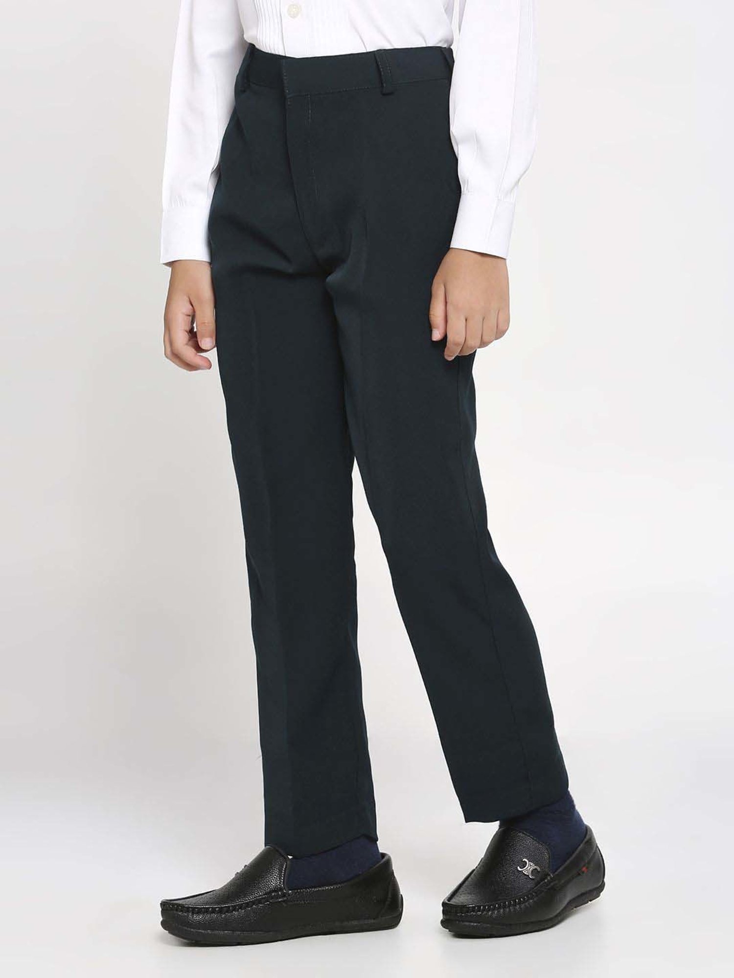 Kids Island Boys Green & White Embossed Full Sleeves Suit Set