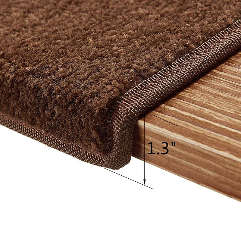 Stair Treads NonSlip Bullnose for Stairs Indoor Stair Pads SelfAdhesive amp Easy Installation Pet amp Child Friendly 2 Pack Dark Brown 10quot x 30quotx 13