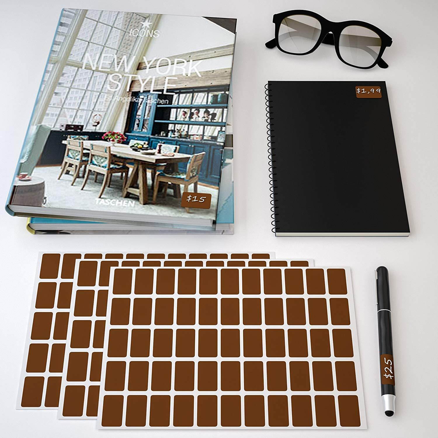 Small Brown Rectangular Color Coding Sticker 25.5mm x 16mm - Rectangle Labels Colored File Stickers - Clean Remove on Any Surface (1-inch x .625 inch) 550 Pack by Royal Green