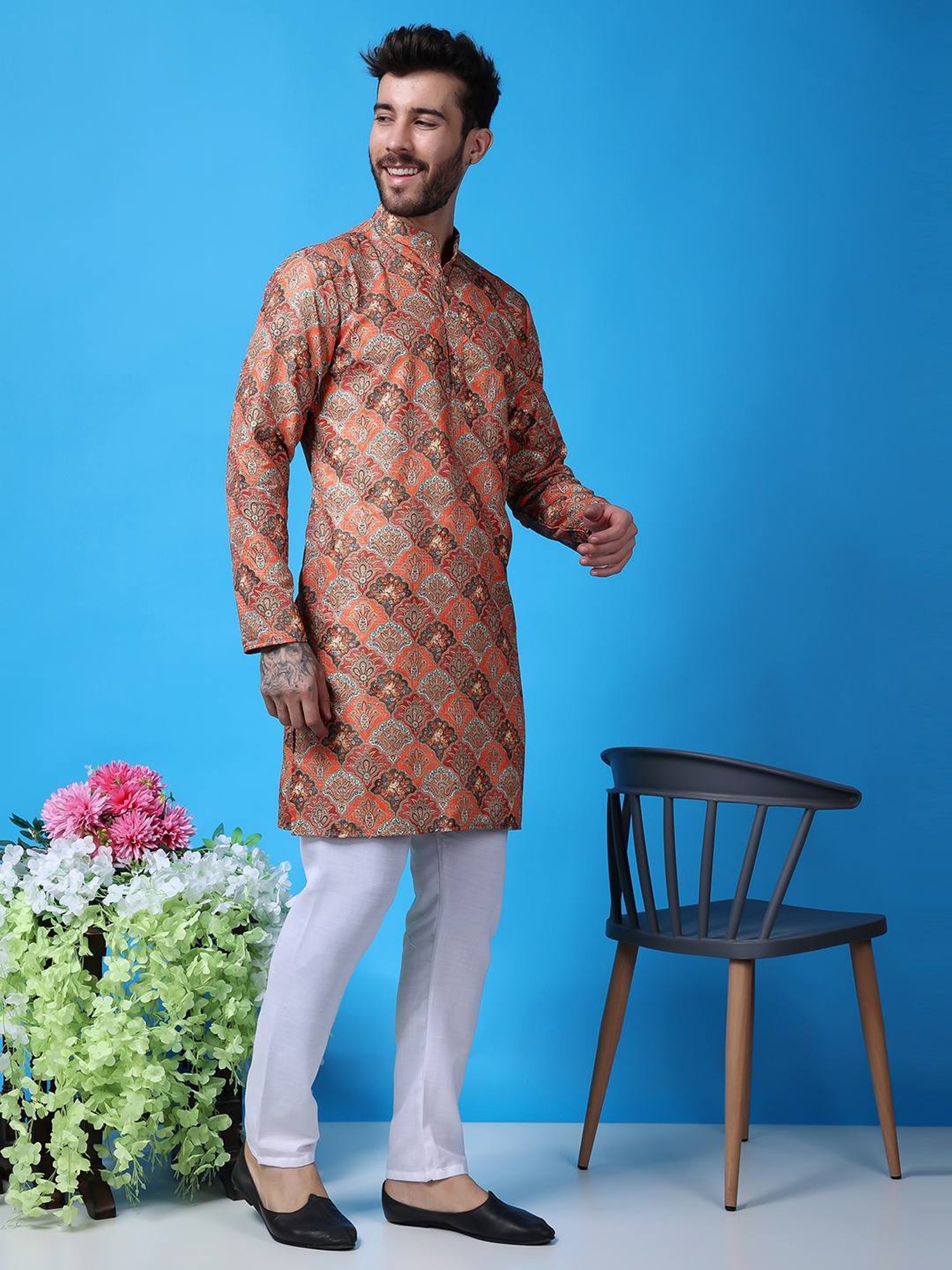 Hangup Multicolored Regular Fit Printed Kurta Bottom Set