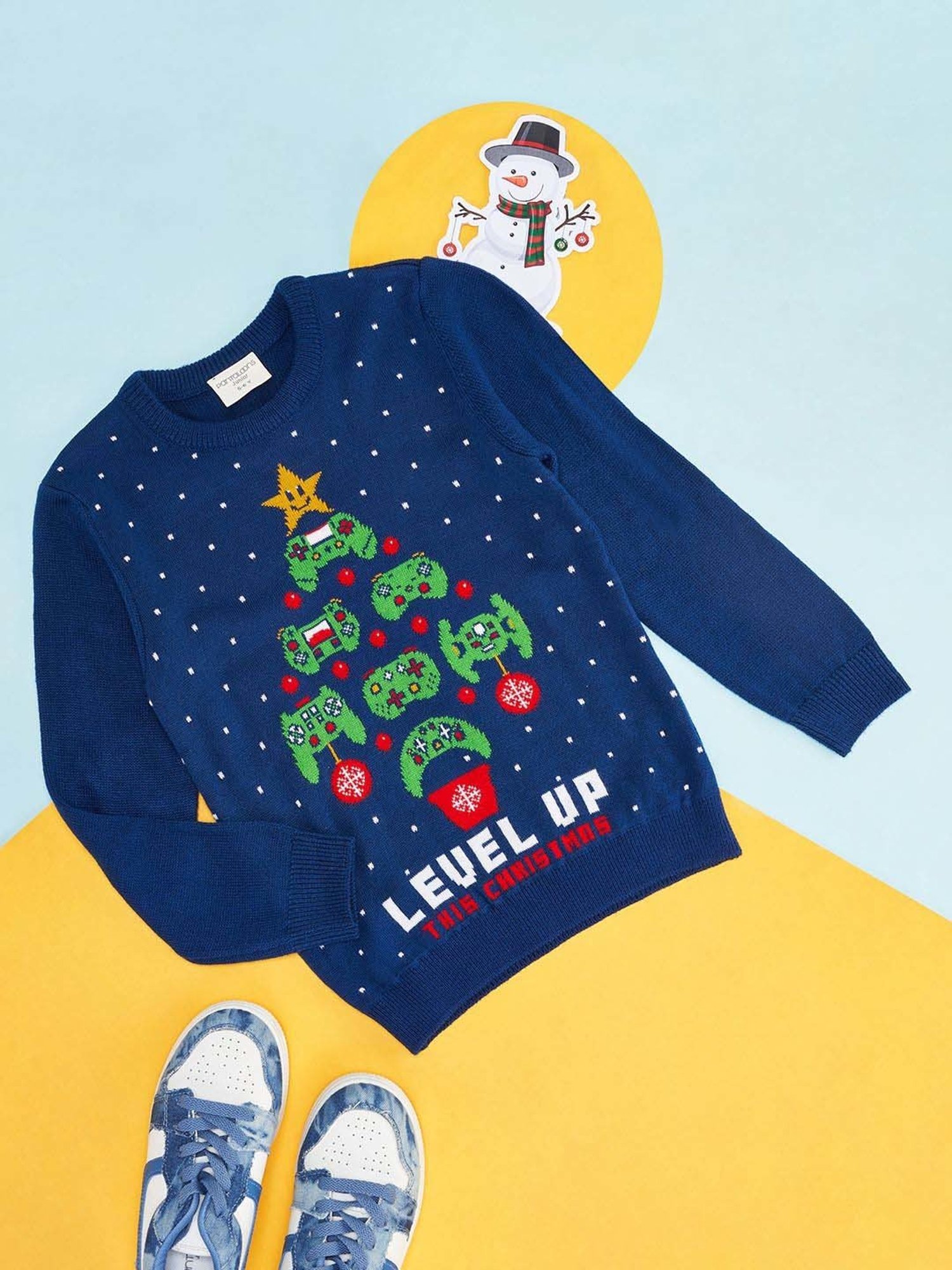 Pantaloons Junior Blue Printed Full Sleeves Sweater