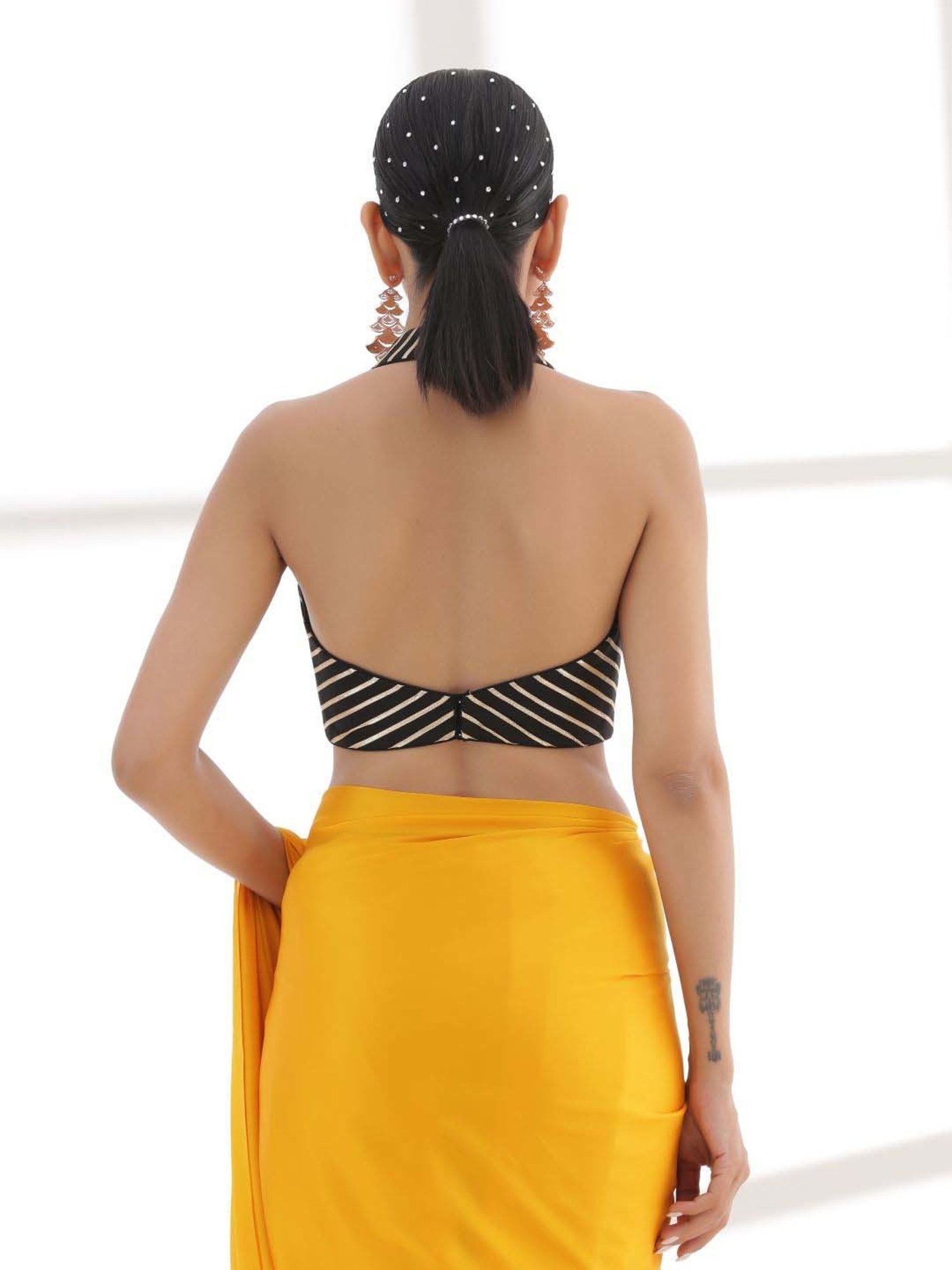 Swtantra Black Striped Readymade Blouse