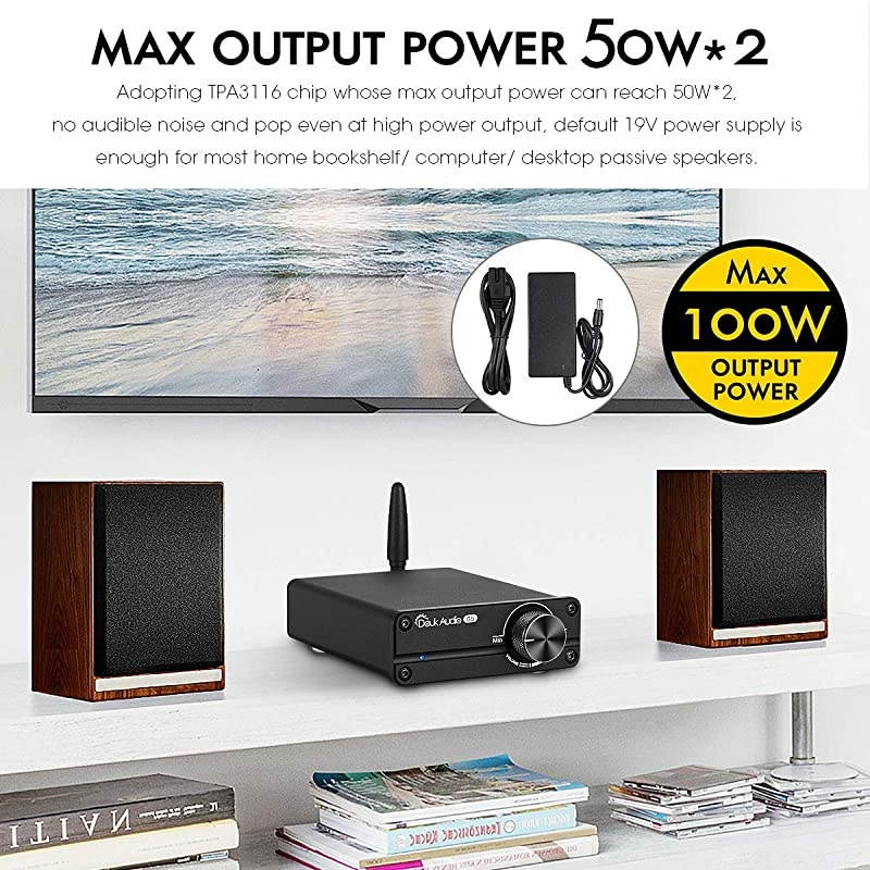 G5 100W Bluetooth 5.0 2 Channel Amplifier Mini Digital Class D Stereo Audio Power Amp Wireless Receiver (Black)