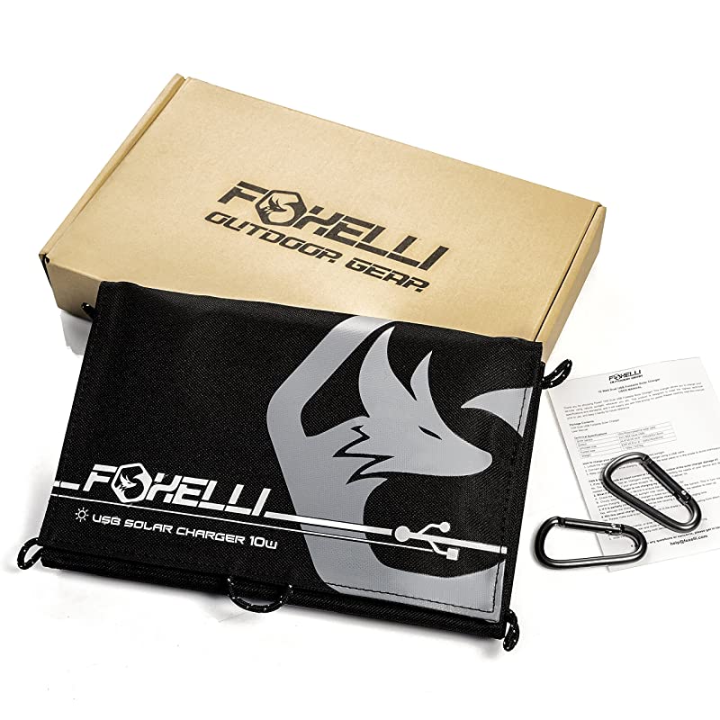 Dual USB Solar Charger 10W Foldable Solar Panel Phone Charger for iPhone Android Smartphones iPads Android Tablets Power Banks More Portable Solar Power for Camping Outdoors